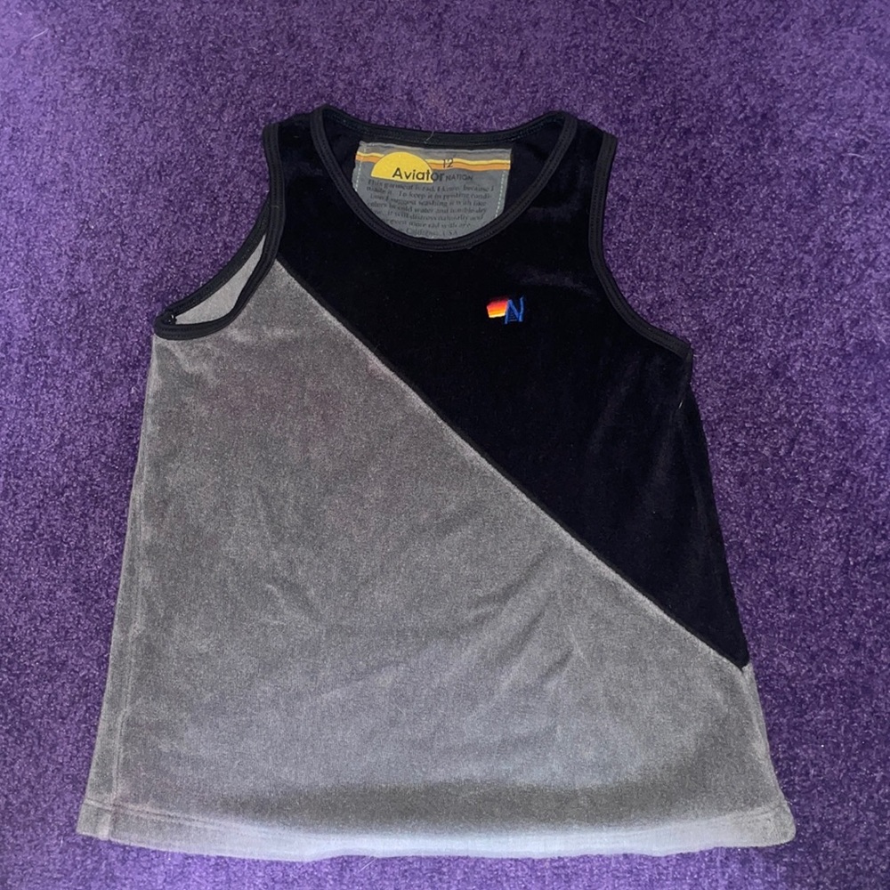 AVIATOR NATION BLACK AND GRAY TANK TOP